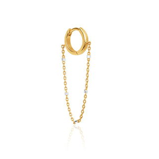Mini Goddess Twinkle Chain Hoops Yellow Gold Single  by Logan Hollowell Jewelry