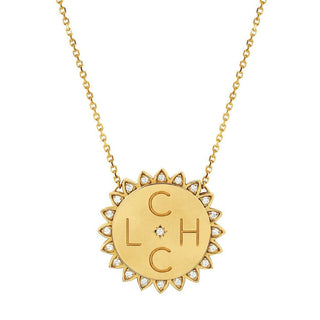 Custom Classic "You Are My Sunshine" Four Initial Necklace with Star Set Diamond Yellow Gold 16"  by Logan Hollowell Jewelry
