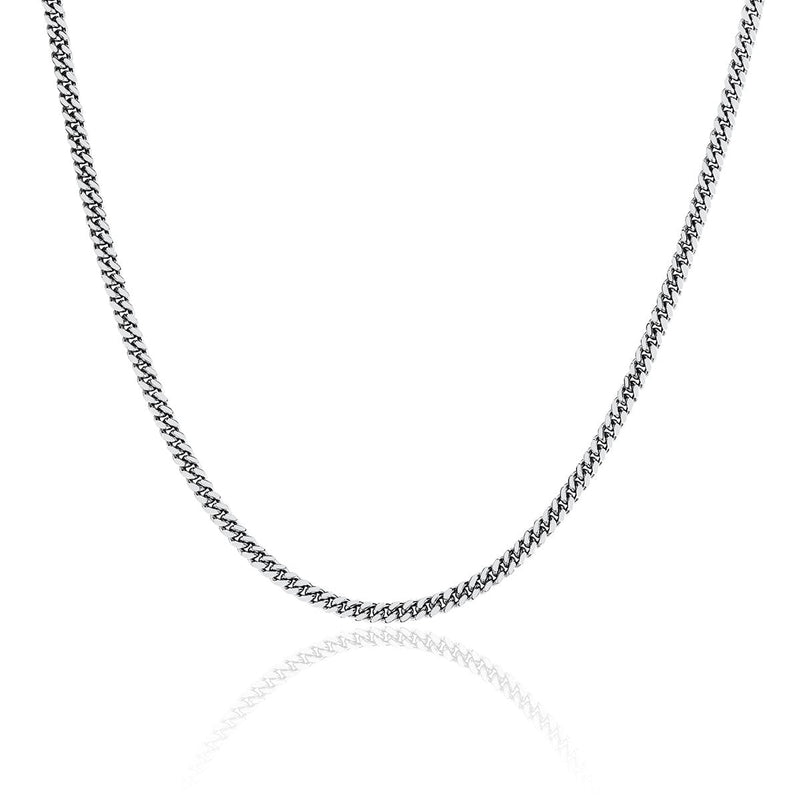 Men's Cuban Chain Necklace White Gold 18" by Logan Hollowell Jewelry