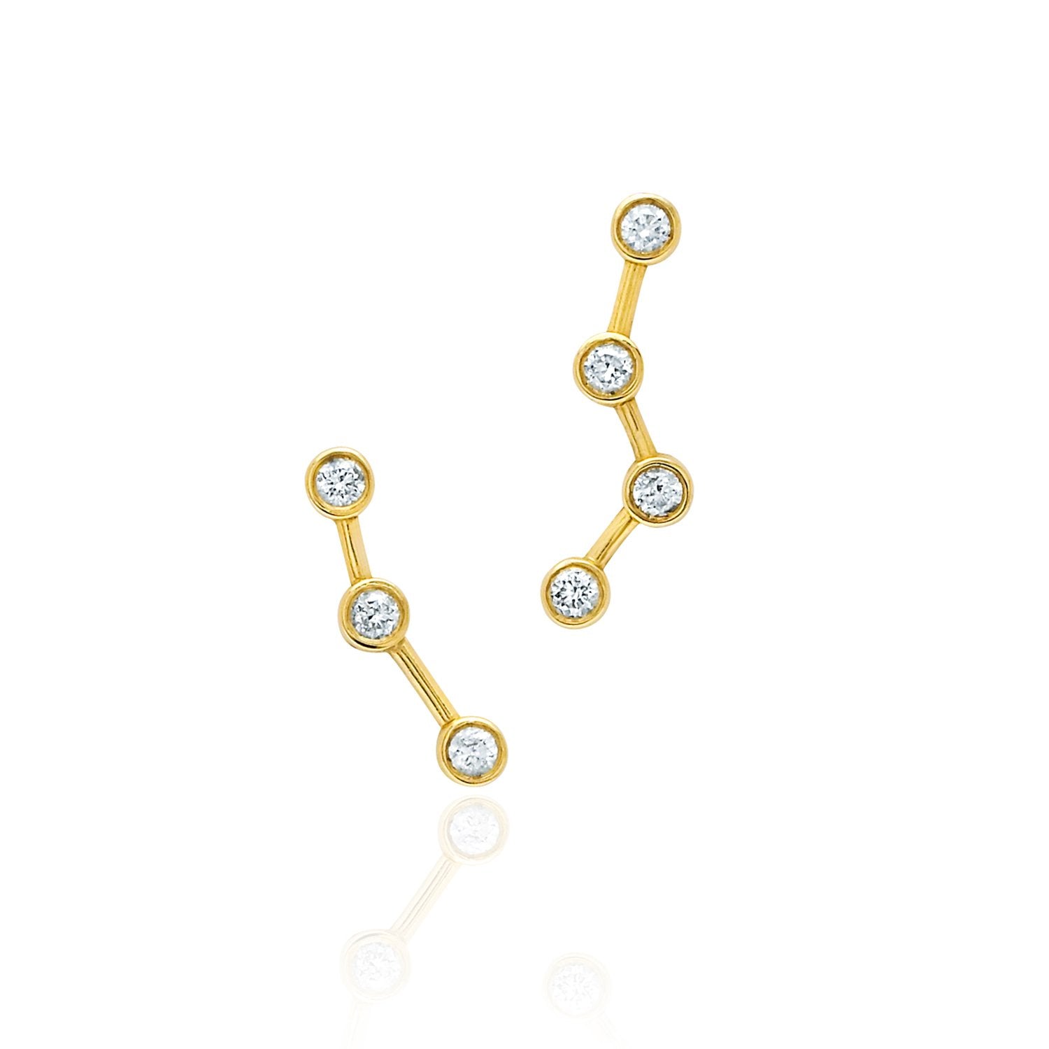 Ursa Major Diamond Split Studs Yellow Gold Pair by Logan Hollowell Jewelry