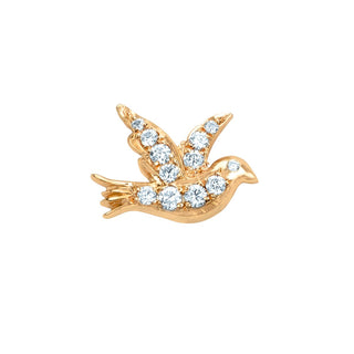 Dove Studs with Pavé Diamonds Single Yellow Gold  by Logan Hollowell Jewelry