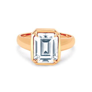 Emerald Cut Diamond Solitaire Setting with Tapered Cloud Fit Band Rose Gold   by Logan Hollowell Jewelry