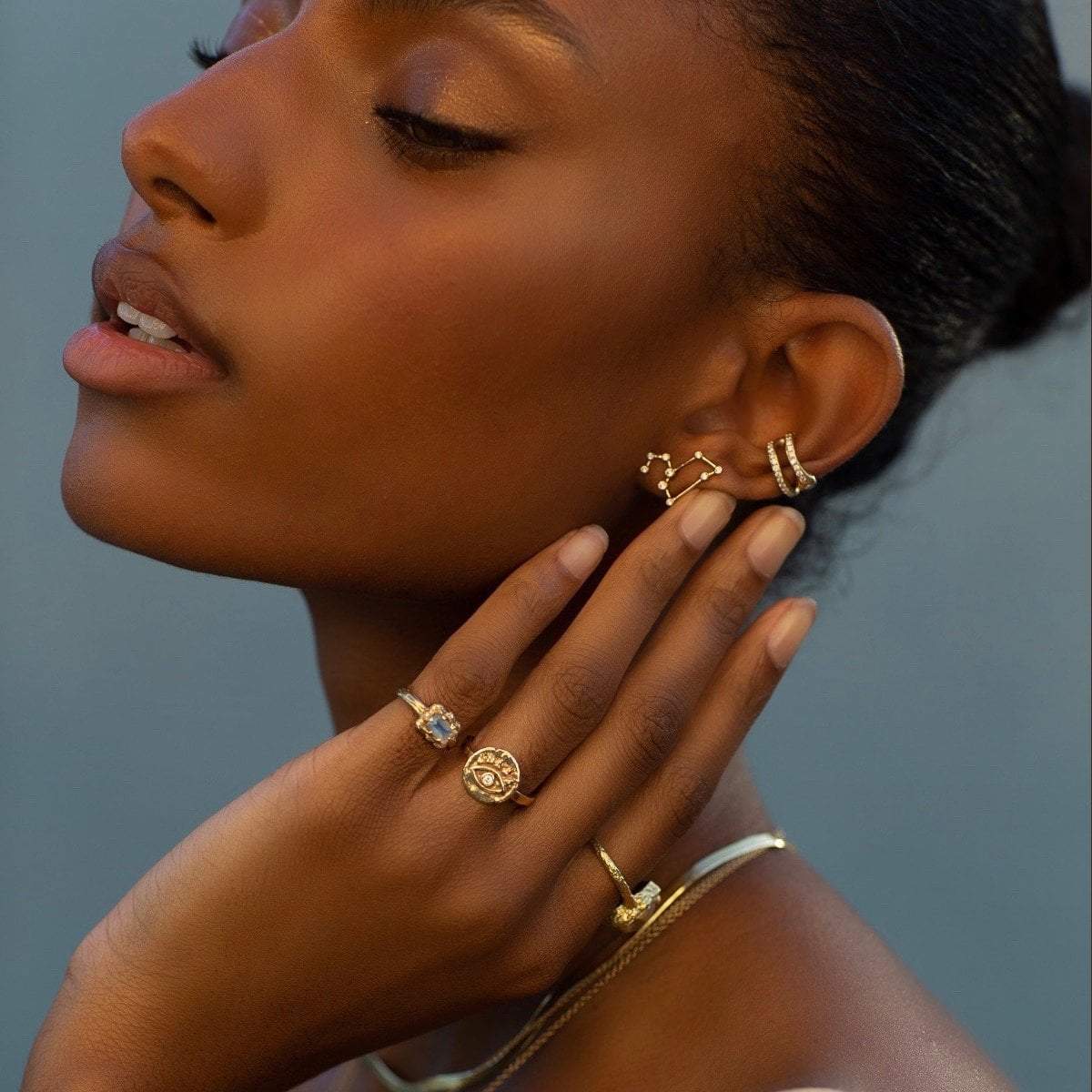 Petite Leo Diamond Constellation Studs by Logan Hollowell Jewelry
