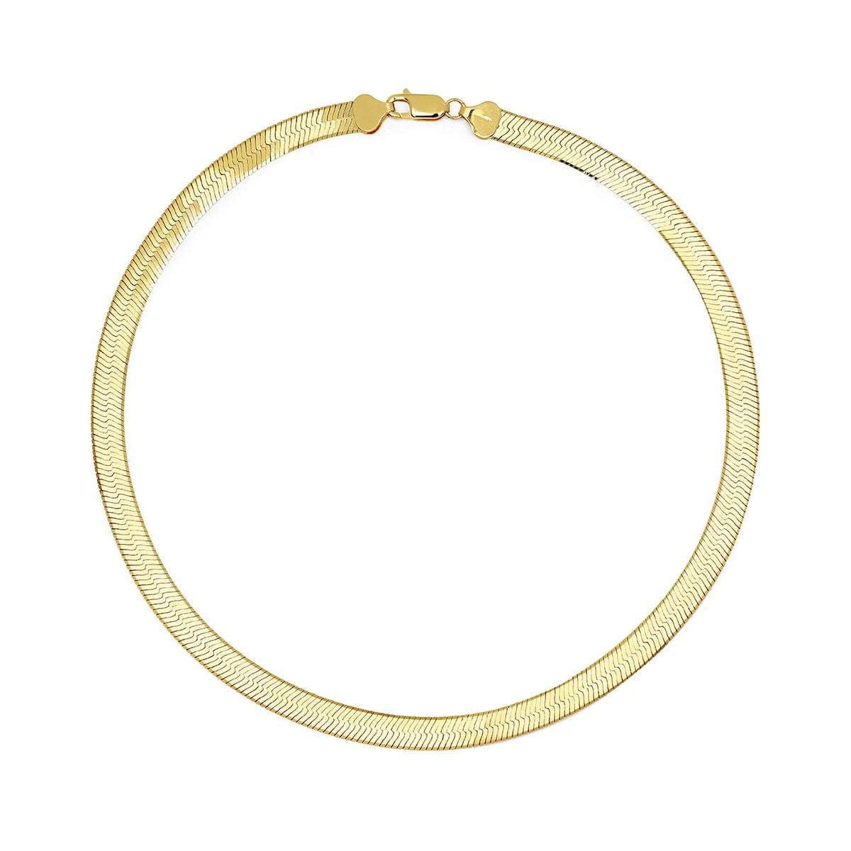 Large Liquid Gold Herringbone Necklace by Logan Hollowell Jewelry