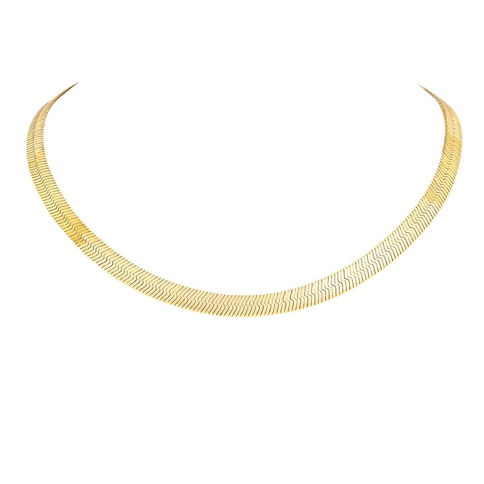 Large Liquid Gold Herringbone Necklace 16" by Logan Hollowell Jewelry