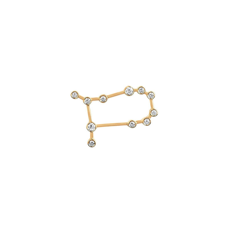 Petite Gemini Diamond Constellation Studs Yellow Gold Single Right by Logan Hollowell Jewelry
