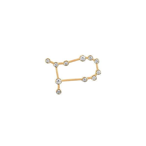 Petite Gemini Diamond Constellation Studs Yellow Gold Single Right by Logan Hollowell Jewelry