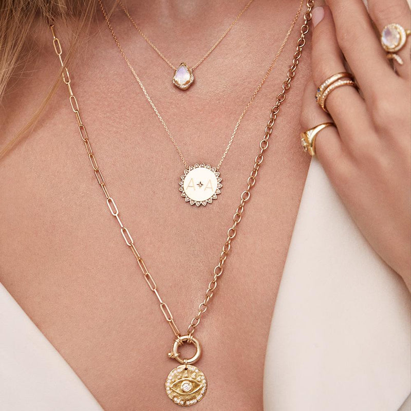 18k Diamond Eye of Protection Coin Pendant | Ready to Ship by Logan Hollowell Jewelry