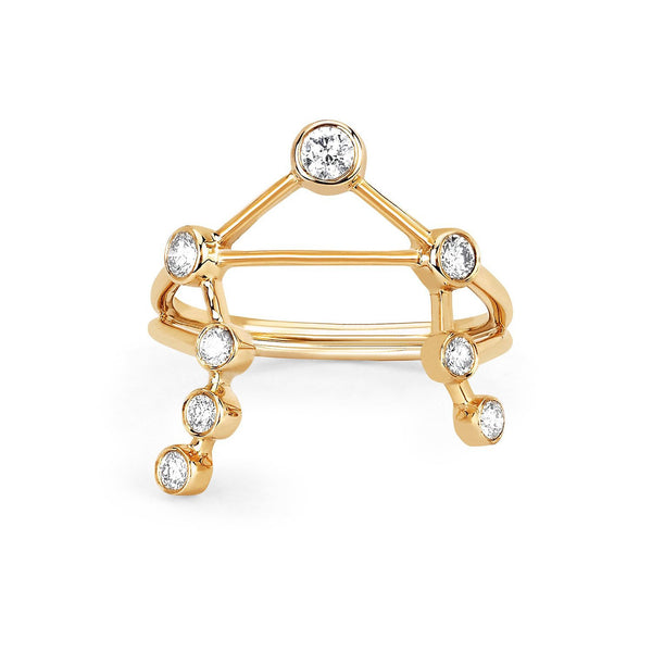 Libra Diamond Constellation Ring Yellow Gold 3 by Logan Hollowell Jewelry