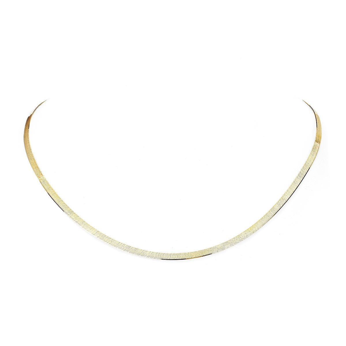 Small Liquid Gold Herringbone Necklace Yellow Gold 16" by Logan Hollowell Jewelry