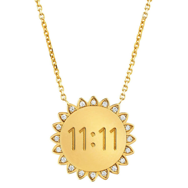 Classic 11:11 Sunshine Necklace with Diamonds Yellow Gold 16"-18" by Logan Hollowell Jewelry