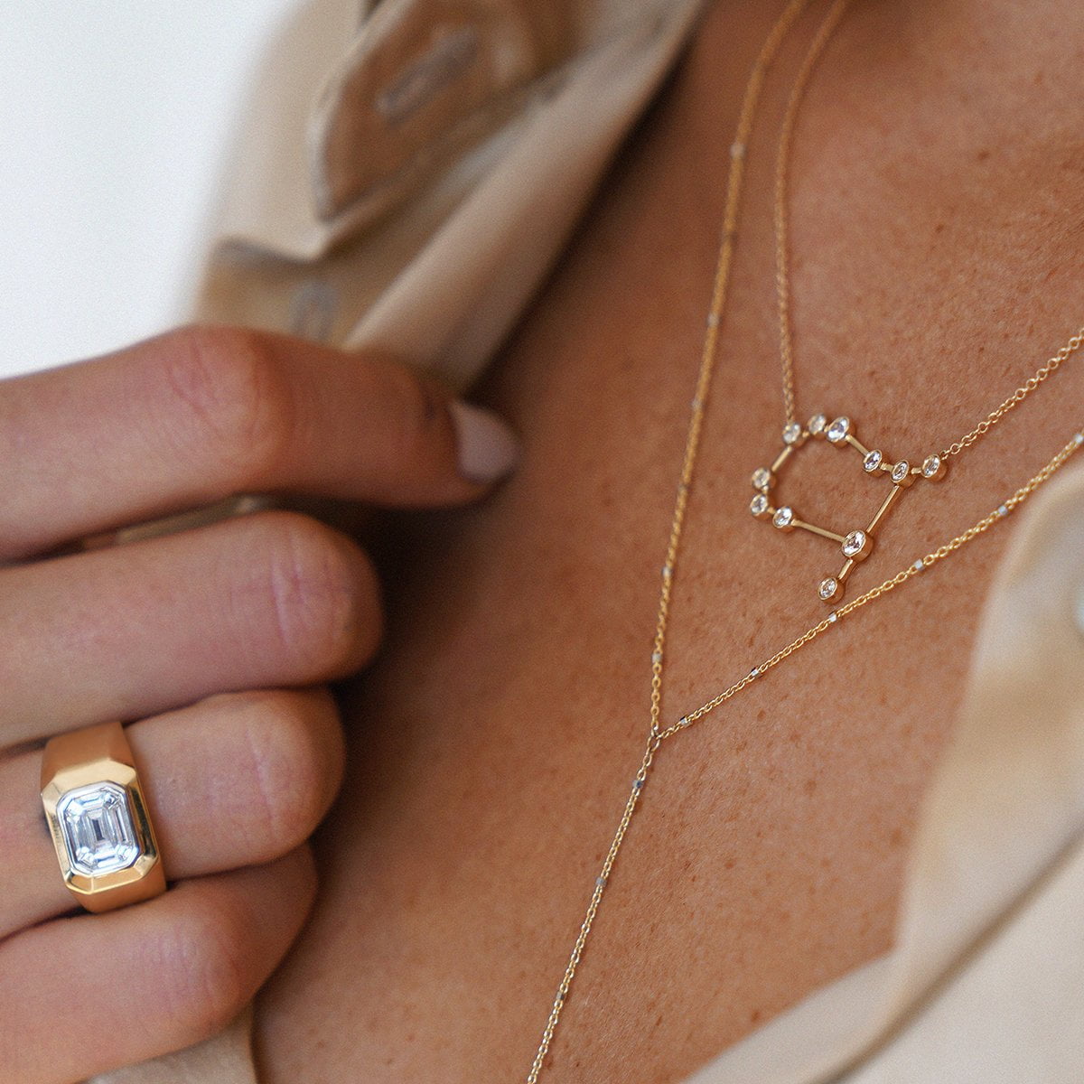 Signet Ring with Mosaic Diamond Center by Logan Hollowell Jewelry