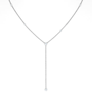 Moonstone Star Droplet Lariat White Gold   by Logan Hollowell Jewelry