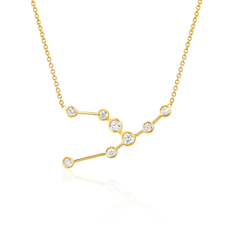 Taurus Constellation Necklace Yellow Gold by Logan Hollowell Jewelry