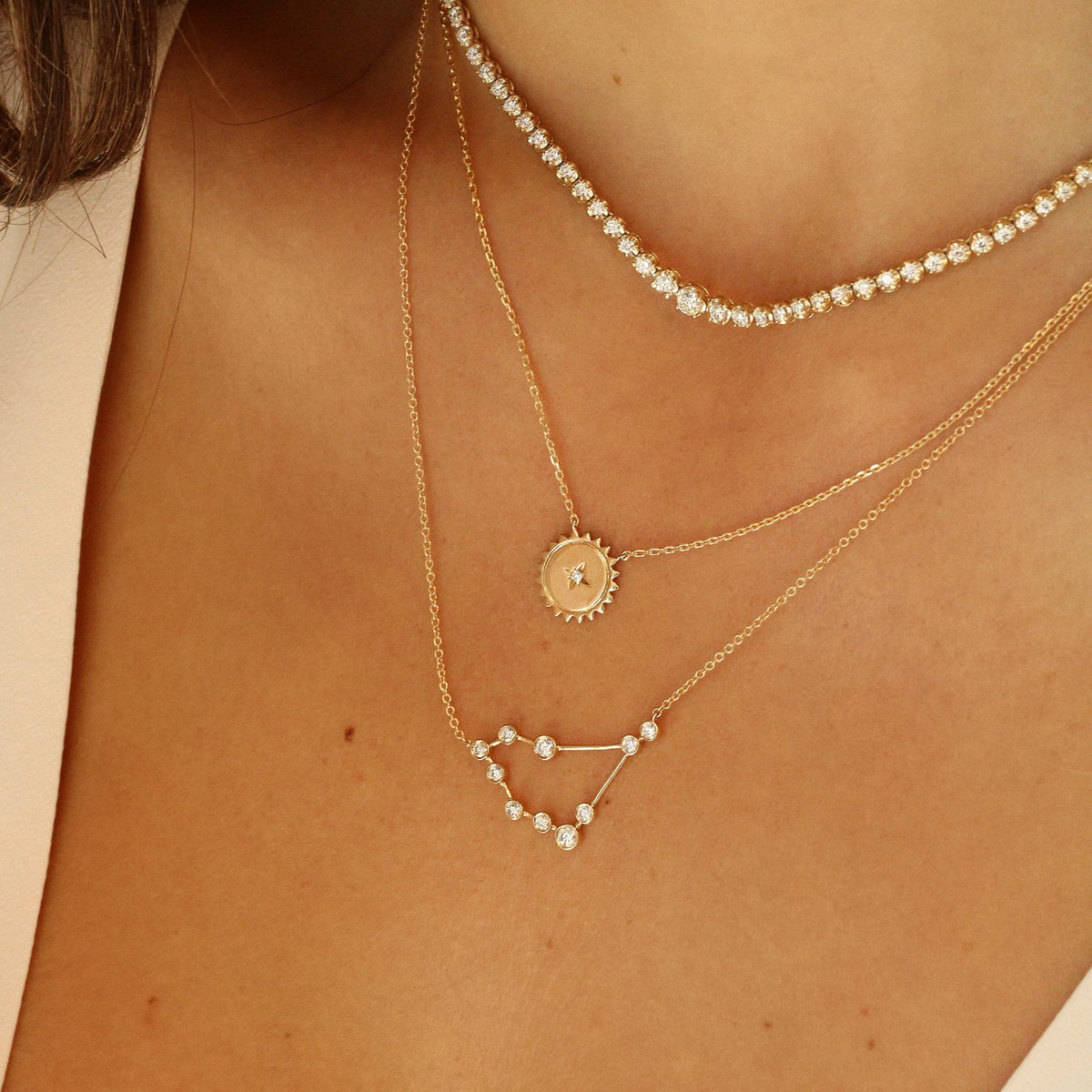 Mini Sunshine Necklace with Star Set Diamond by Logan Hollowell Jewelry