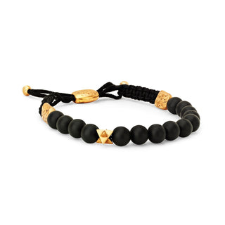 LH x JA Akasha Onyx Mala Bead Bracelet with 18k Merkaba Yellow Gold   by Logan Hollowell Jewelry