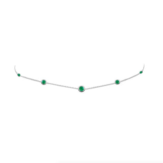 5 Emerald Orbit Bezel Choker | Ready to Ship White Gold 14-15-16"  by Logan Hollowell Jewelry