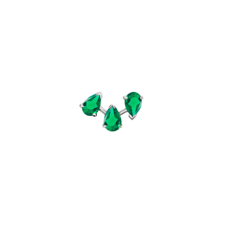 18k Baby Reverse Triple Water Drop Emerald Studs White Gold Single  by Logan Hollowell Jewelry