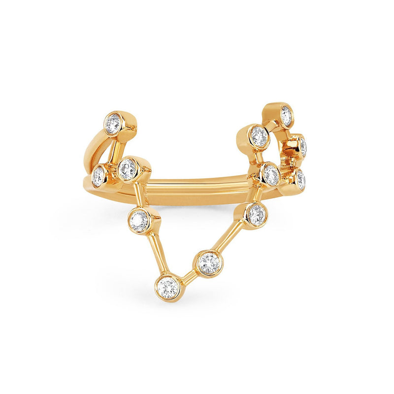 Pisces Diamond Constellation Ring Yellow Gold 3 by Logan Hollowell Jewelry