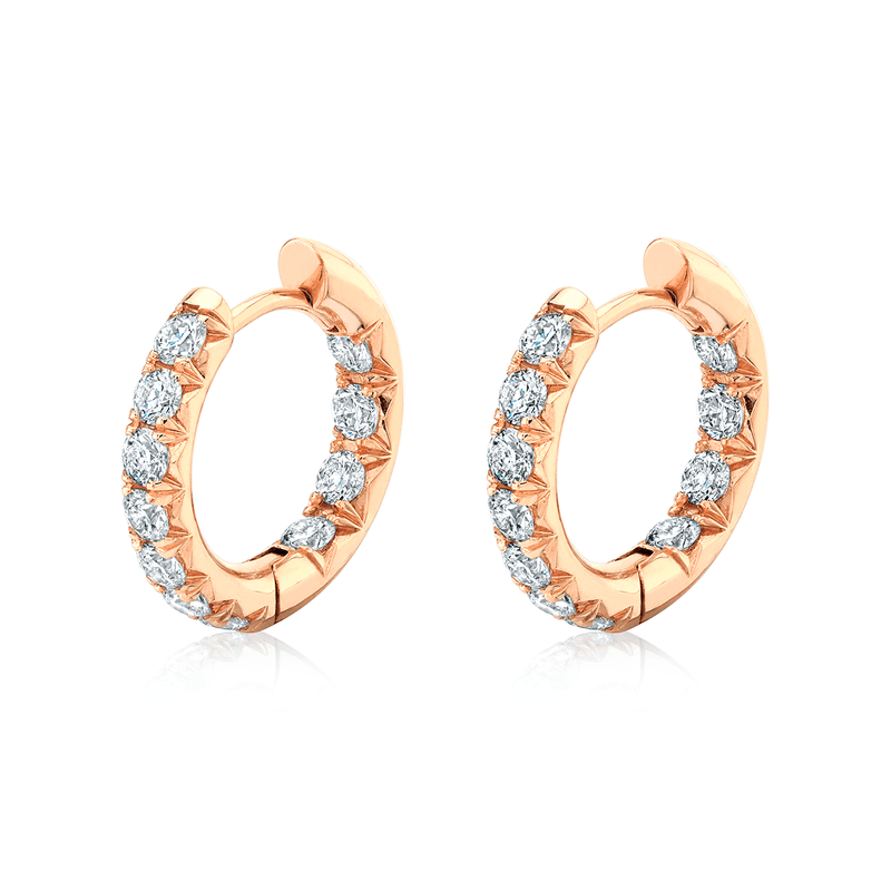 Inside Out French Pavé Diamond Hoops Rose Gold by Logan Hollowell Jewelry