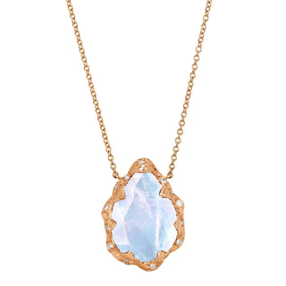 Queen Water Drop Moonstone Necklace with Sprinkled Diamonds Rose Gold   by Logan Hollowell Jewelry