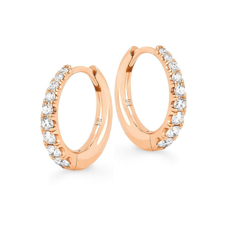Crescent Pavé Unity Hoops Pair Rose Gold by Logan Hollowell Jewelry