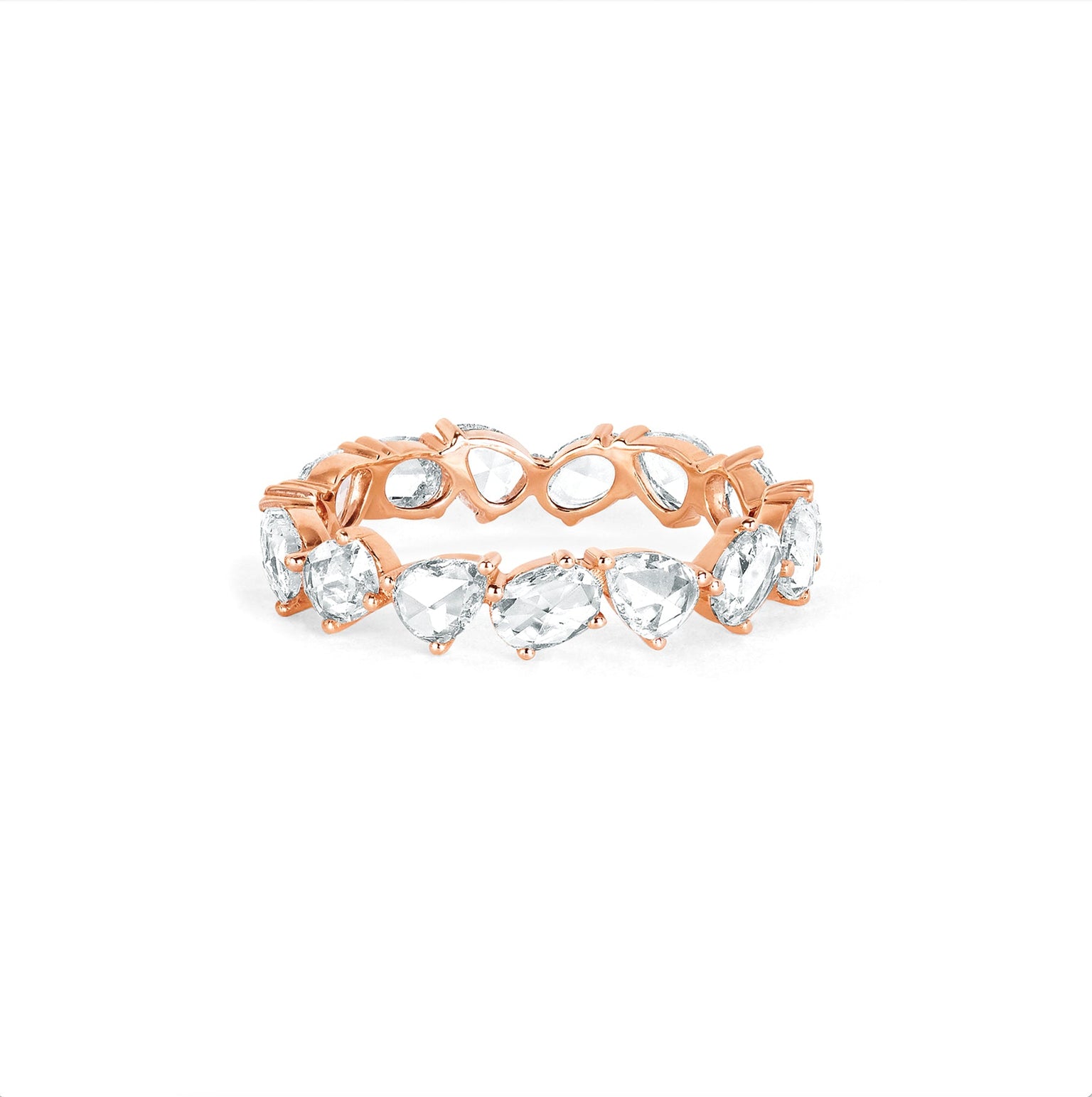 Eau de Rose Cut Multi Shape Diamond Band 3 Rose Gold by Logan Hollowell Jewelry