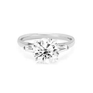 Round Diamond Setting with Side Baguette Diamonds White Gold   by Logan Hollowell Jewelry