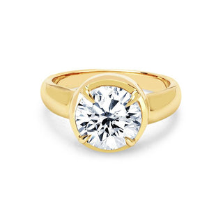 Round Diamond Solitaire Setting with Tapered Cloud Fit Band Yellow Gold   by Logan Hollowell Jewelry