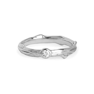 Rose Thorn Single Diamond Band White Gold 4  by Logan Hollowell Jewelry