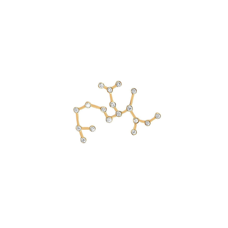 Petite Sagittarius Diamond Constellation Studs Yellow Gold Single Left by Logan Hollowell Jewelry