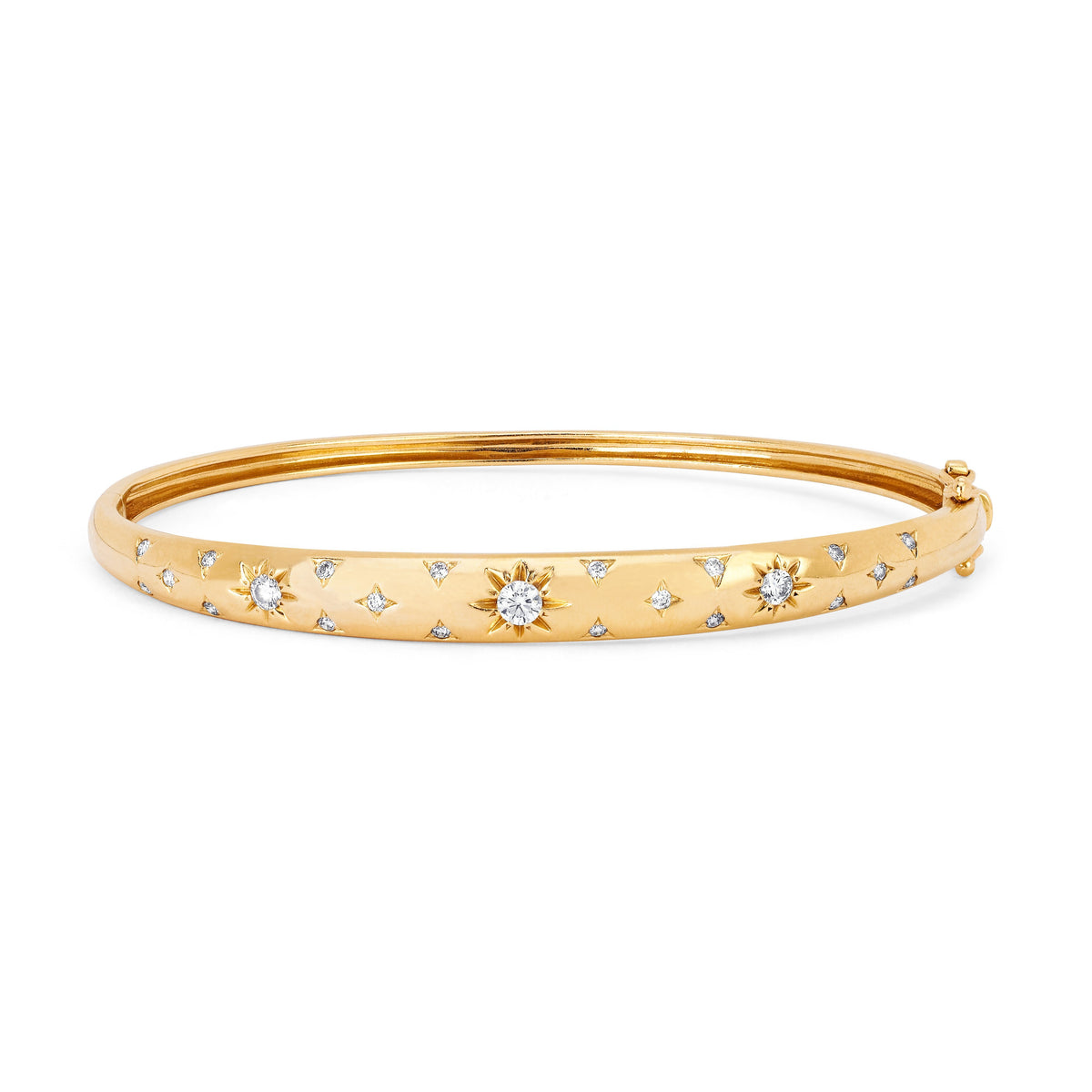 Star Set Rounded Diamond Bracelet with Pavé Yellow Gold Petite (6.5") by Logan Hollowell Jewelry