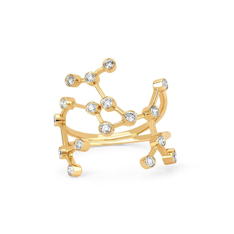 Sagittarius Diamond Constellation Ring Yellow Gold 3 by Logan Hollowell Jewelry