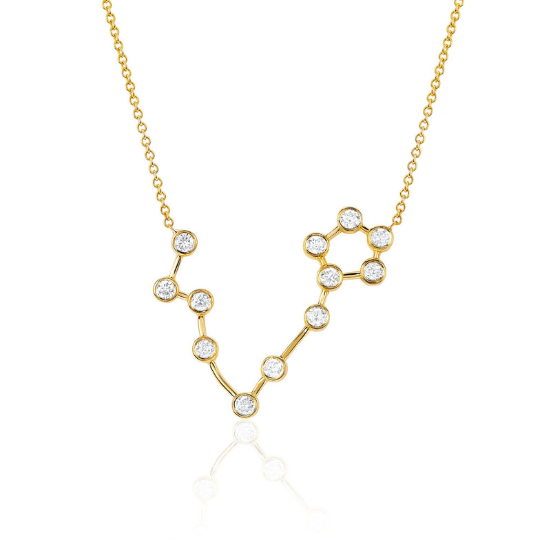 Pisces Constellation Necklace Yellow Gold by Logan Hollowell Jewelry