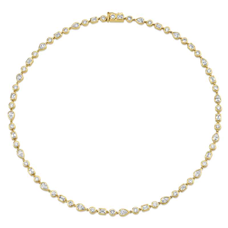 Diana Bezel Diamond Choker - 13.5" Yellow Gold 13.5" by Logan Hollowell Jewelry