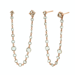Eau de Rose Cut Diamond Chain Earrings Rose Gold Pair  by Logan Hollowell Jewelry