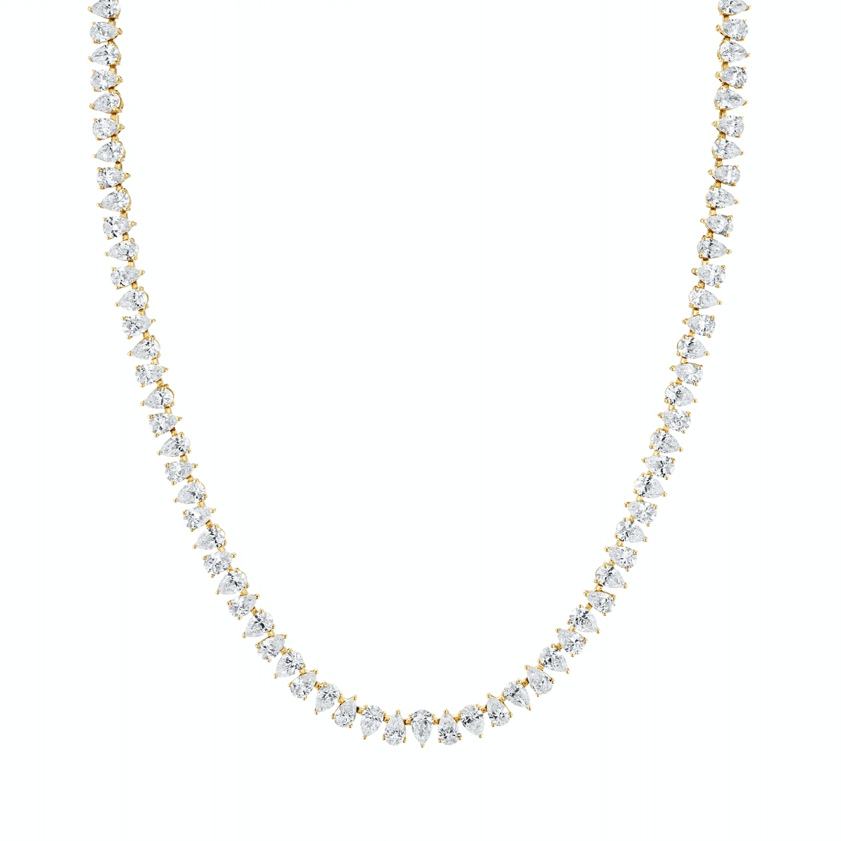 14K Reverse Water Drop Diamond Tennis Necklace Yellow Gold 13-14-15" Natural by Logan Hollowell Jewelry
