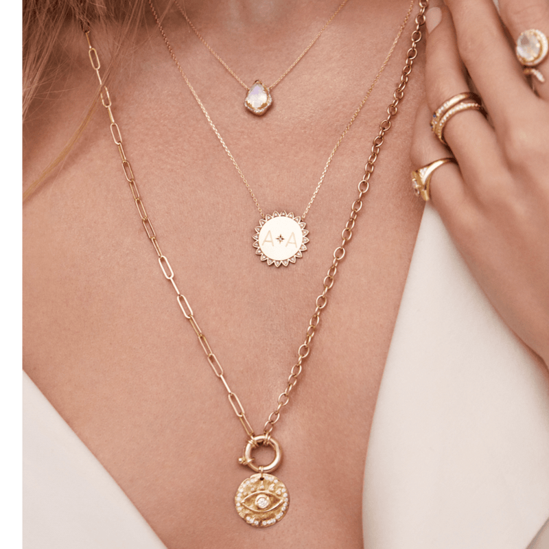 Baby Queen Water Drop Moonstone Necklace with Full Pavé Diamond Halo | Ready to Ship by Logan Hollowell Jewelry