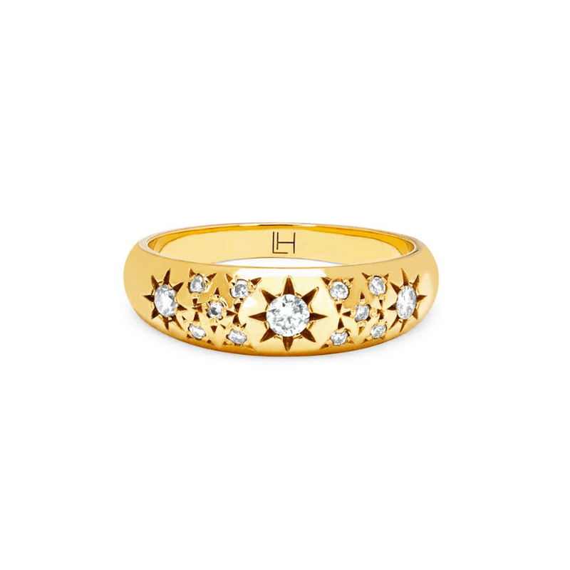 Pavé Star Set Rounded Ring Yellow Gold 3 by Logan Hollowell Jewelry