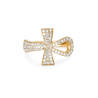 Eternal Ankh Full Pavé Ring 4 Yellow Gold  by Logan Hollowell Jewelry