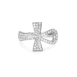 Eternal Ankh Full Pavé Ring 4 White Gold  by Logan Hollowell Jewelry