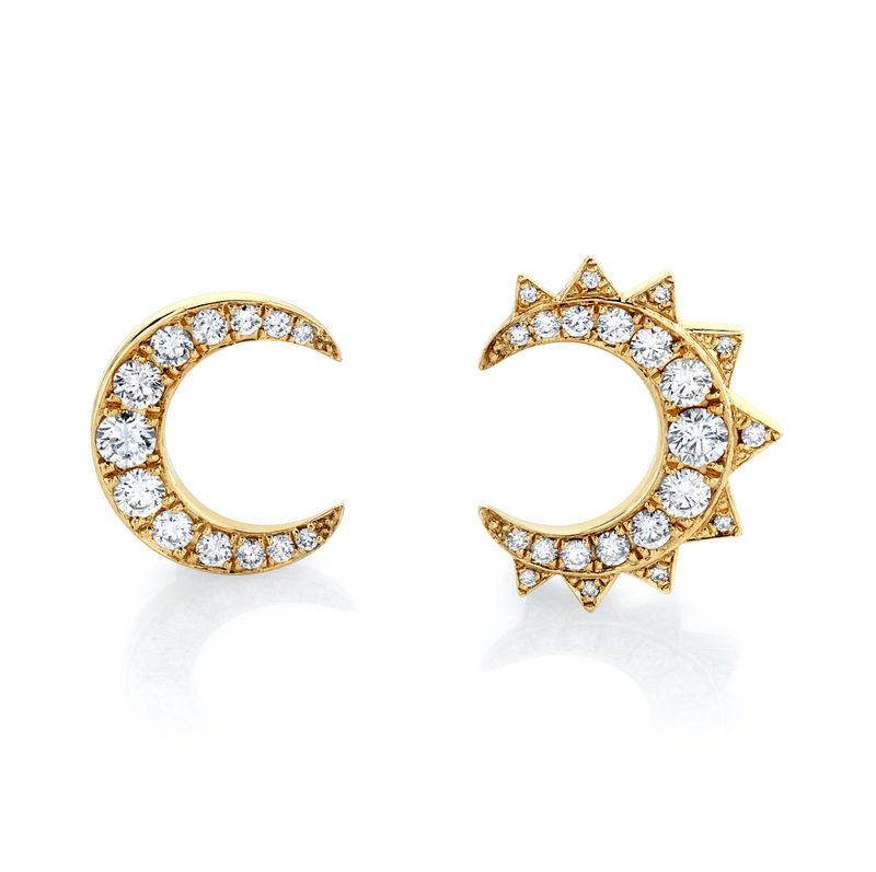 Unity Pavé Diamond Moon Stud by Logan Hollowell Jewelry