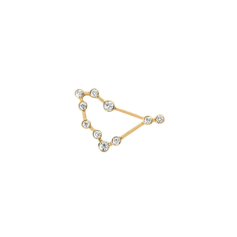 Petite Capricorn Diamond Constellation Studs Yellow Gold Single Left by Logan Hollowell Jewelry