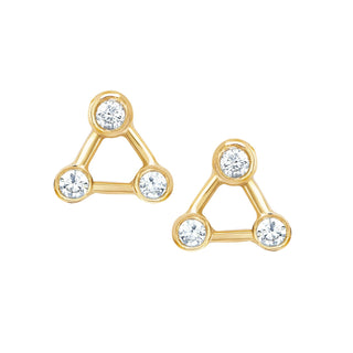 Mini Summer Triangle Diamond Constellation Earrings Yellow Gold Pair  by Logan Hollowell Jewelry