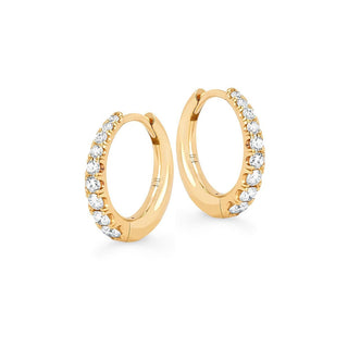 Baby Crescent Pavé Unity Hoops Pair Yellow Gold  by Logan Hollowell Jewelry