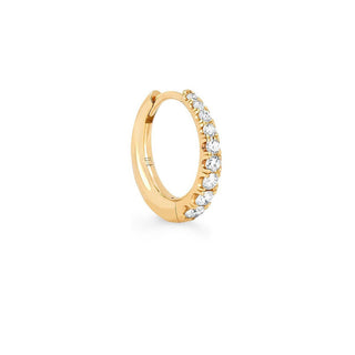 Baby Crescent Pavé Unity Hoops Single Yellow Gold  by Logan Hollowell Jewelry