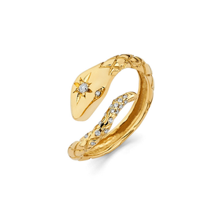 Kundalini Diamond Snake Ring Yellow Gold 7  by Logan Hollowell Jewelry