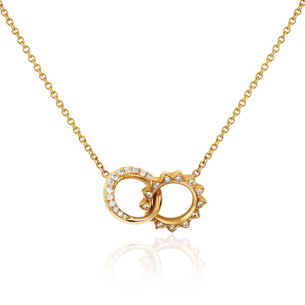 Pavé Diamond Interlocking Unity Necklace Yellow Gold by Logan Hollowell Jewelry
