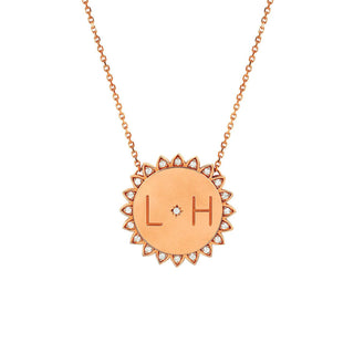 Custom Medium "You Are My Sunshine" Necklace with Star Set Diamond Rose Gold 16"  by Logan Hollowell Jewelry