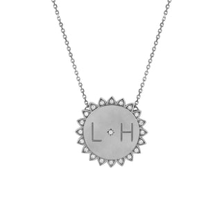 Custom Medium "You Are My Sunshine" Necklace with Star Set Diamond White Gold 16"  by Logan Hollowell Jewelry